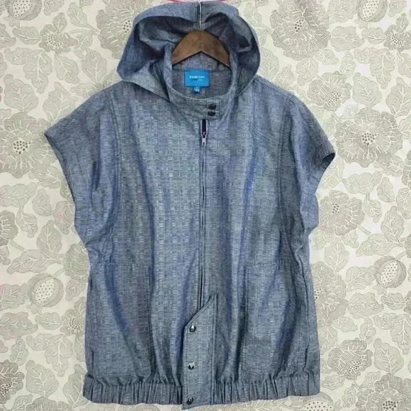 Derek Lam Full Zip Hooded Cap sleeve Jacket Women's L 1742 - Picture 1 of 9